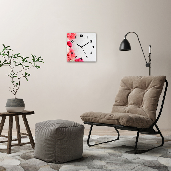 Square wall clock Flowers