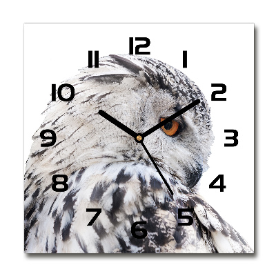 Square wall clock White owl