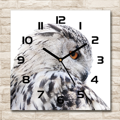 Square wall clock White owl