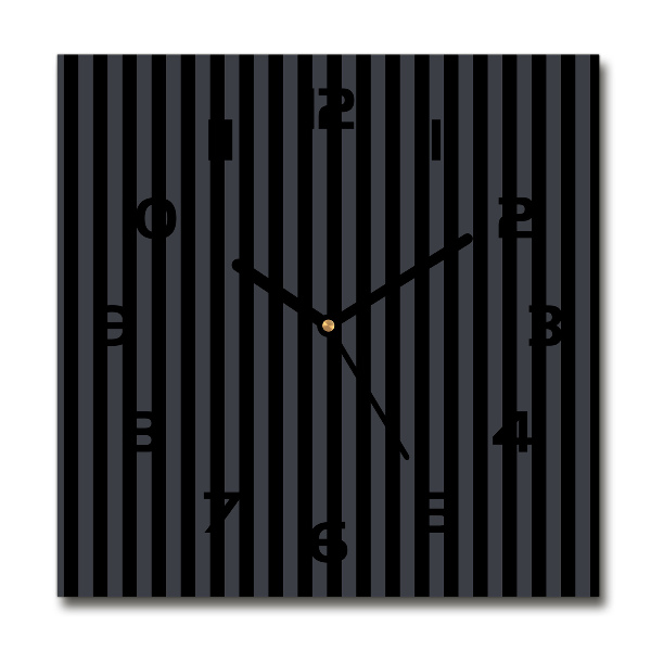 Square wall clock Black and gray stripes