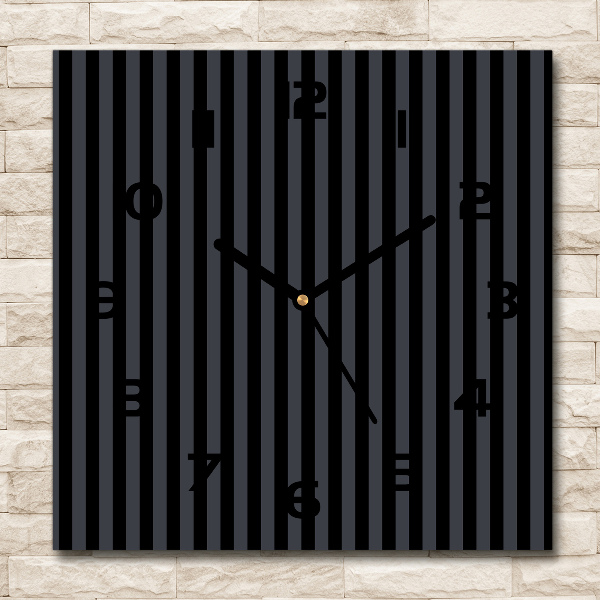 Square wall clock Black and gray stripes