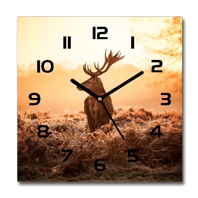 Square wall clock Deer sunrise