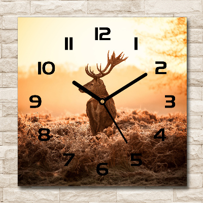 Square wall clock Deer sunrise