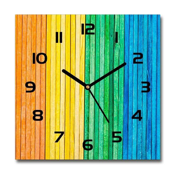 Square wall clock Colorful stripes