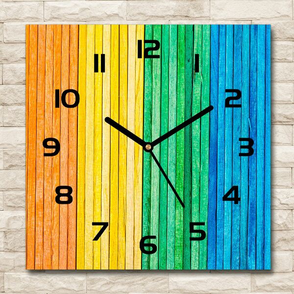 Square wall clock Colorful stripes