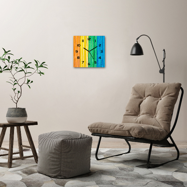 Square wall clock Colorful stripes