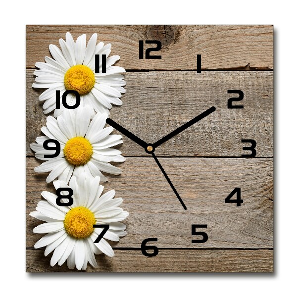 Square wall clock Daisy wood