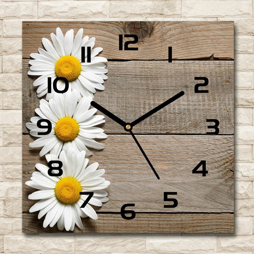 Square wall clock Daisy wood