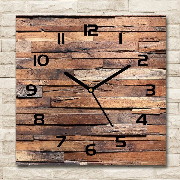 Square wall clock Wooden wall