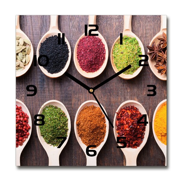 Square kitchen clock Colorful spices