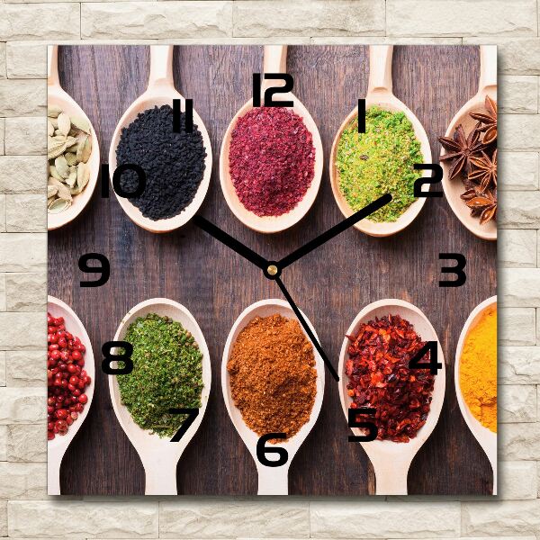 Square kitchen clock Colorful spices