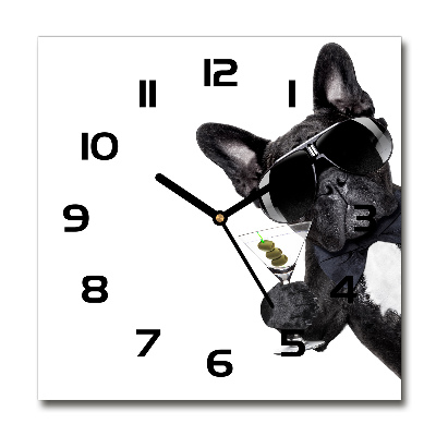 Square wall clock Martini dog