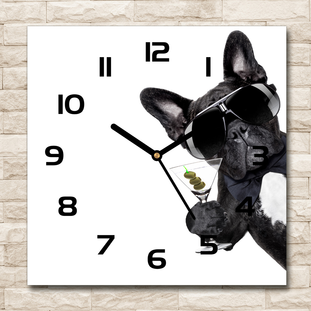 Square wall clock Martini dog