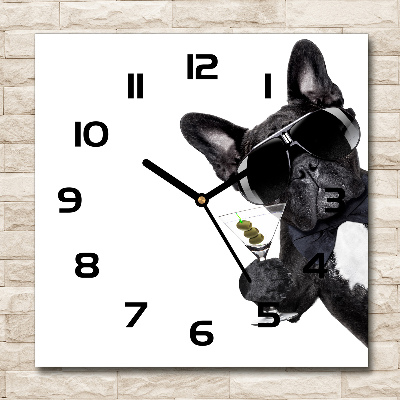 Square wall clock Martini dog