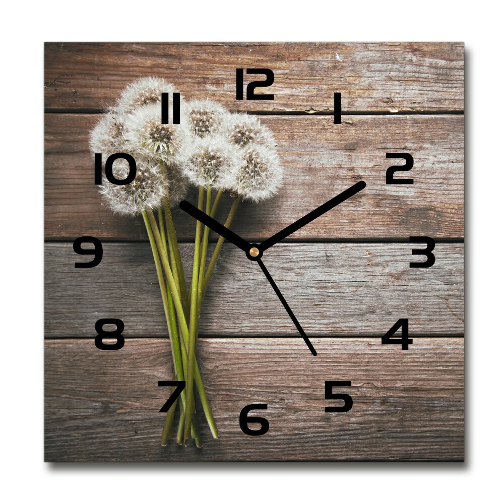 Square wall clock Dandelion wood