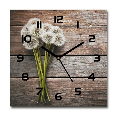 Square wall clock Dandelion wood