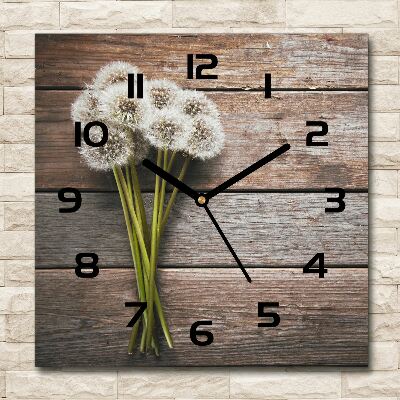 Square wall clock Dandelion wood