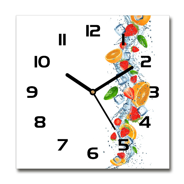 Square glass wall clock Ice fruit