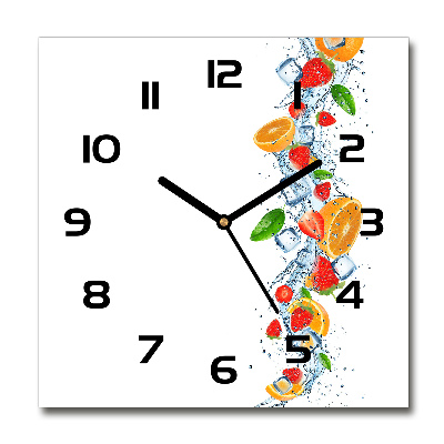 Square glass wall clock Ice fruit