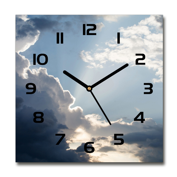 Square kitchen clock Clouds in the sky