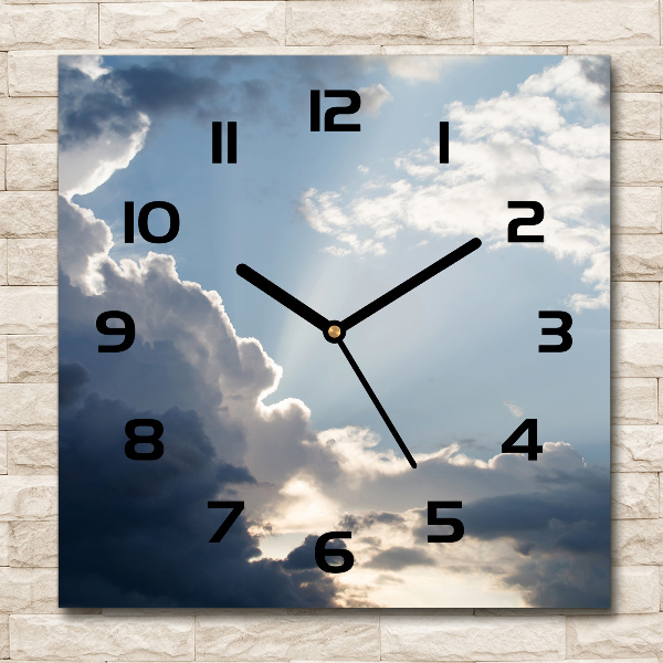 Square kitchen clock Clouds in the sky