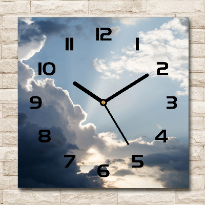 Square kitchen clock Clouds in the sky