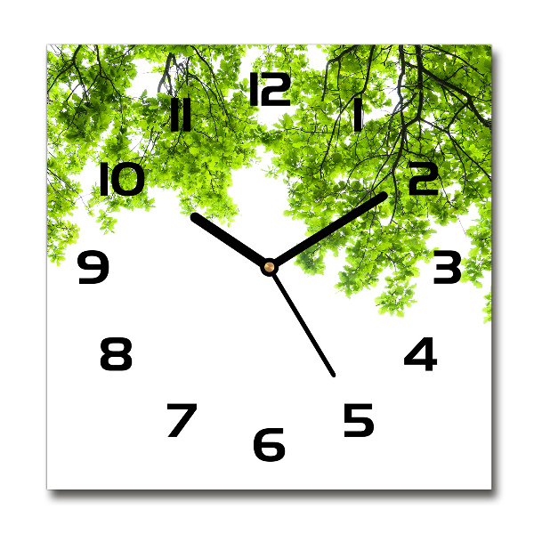 Square wall clock Oak leaves