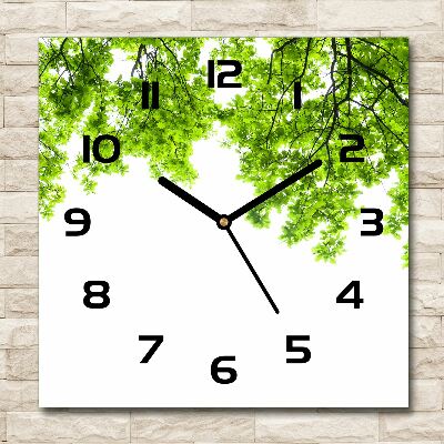 Square wall clock Oak leaves