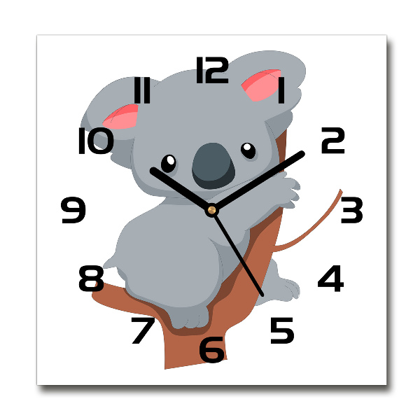 Square wall clock Koala on a tree