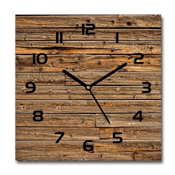 Square glass wall clock Wooden wall