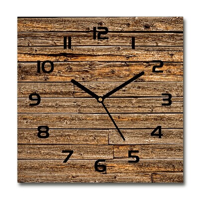 Square glass wall clock Wooden wall