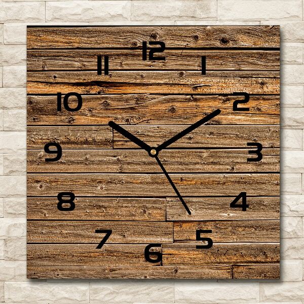 Square glass wall clock Wooden wall