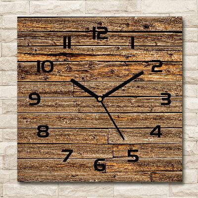 Square glass wall clock Wooden wall