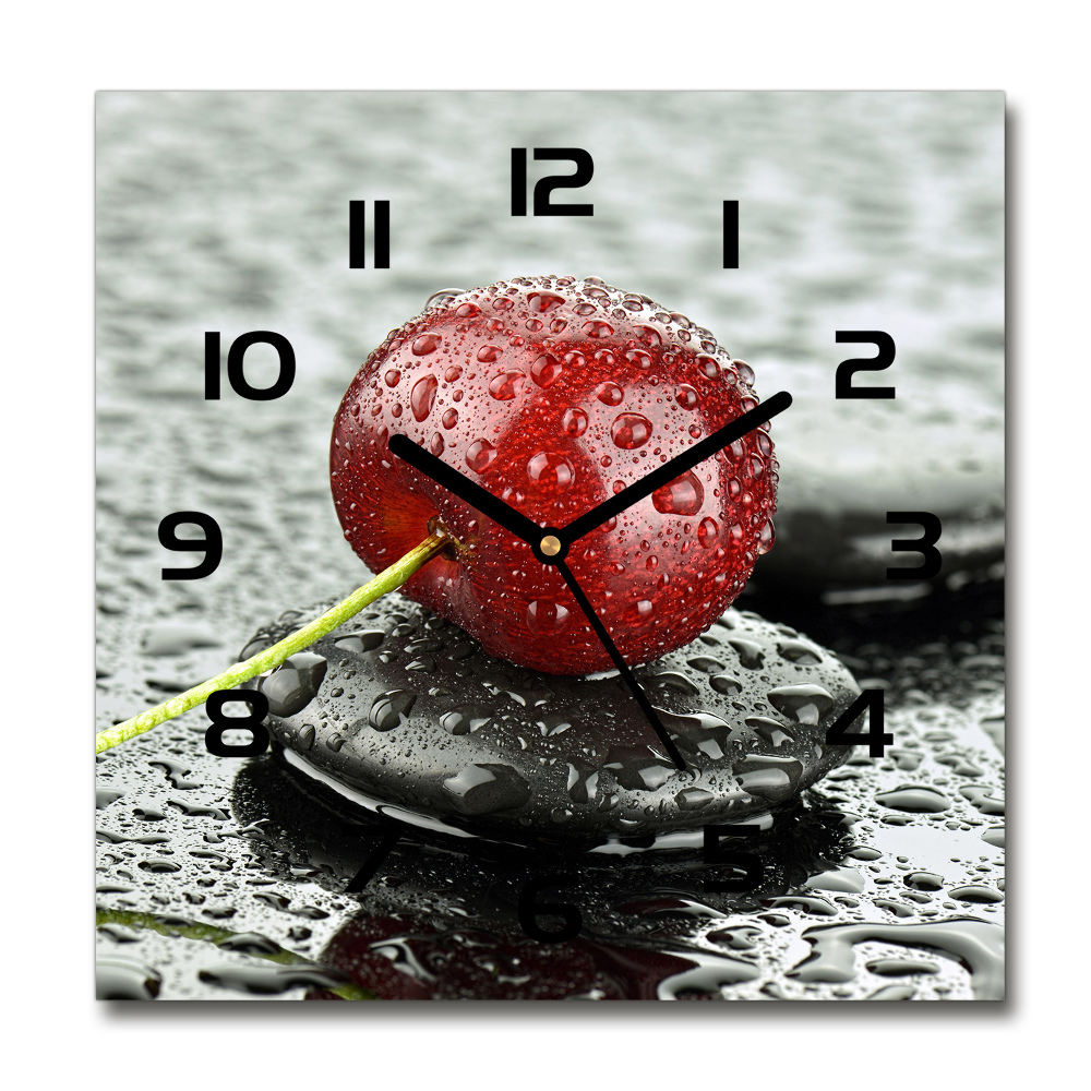 Square wall clock Cherry in the rain