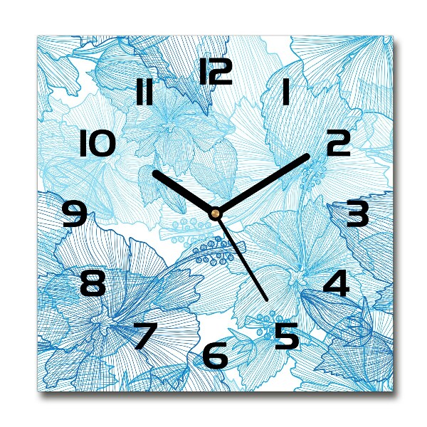 Square glass clock Hawaiian flowers