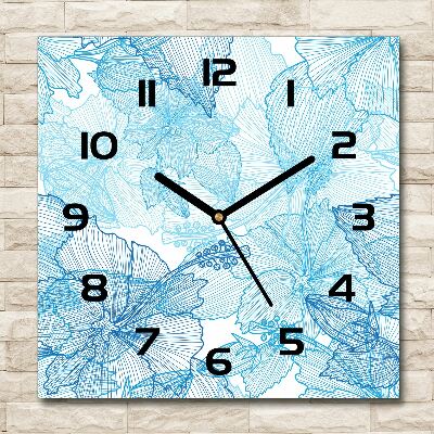 Square glass clock Hawaiian flowers