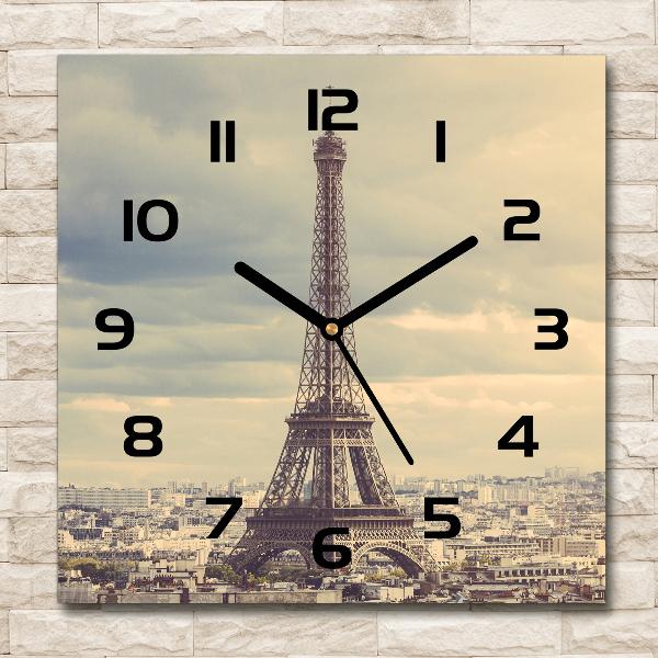 Square kitchen clock Eiffel Paris tower