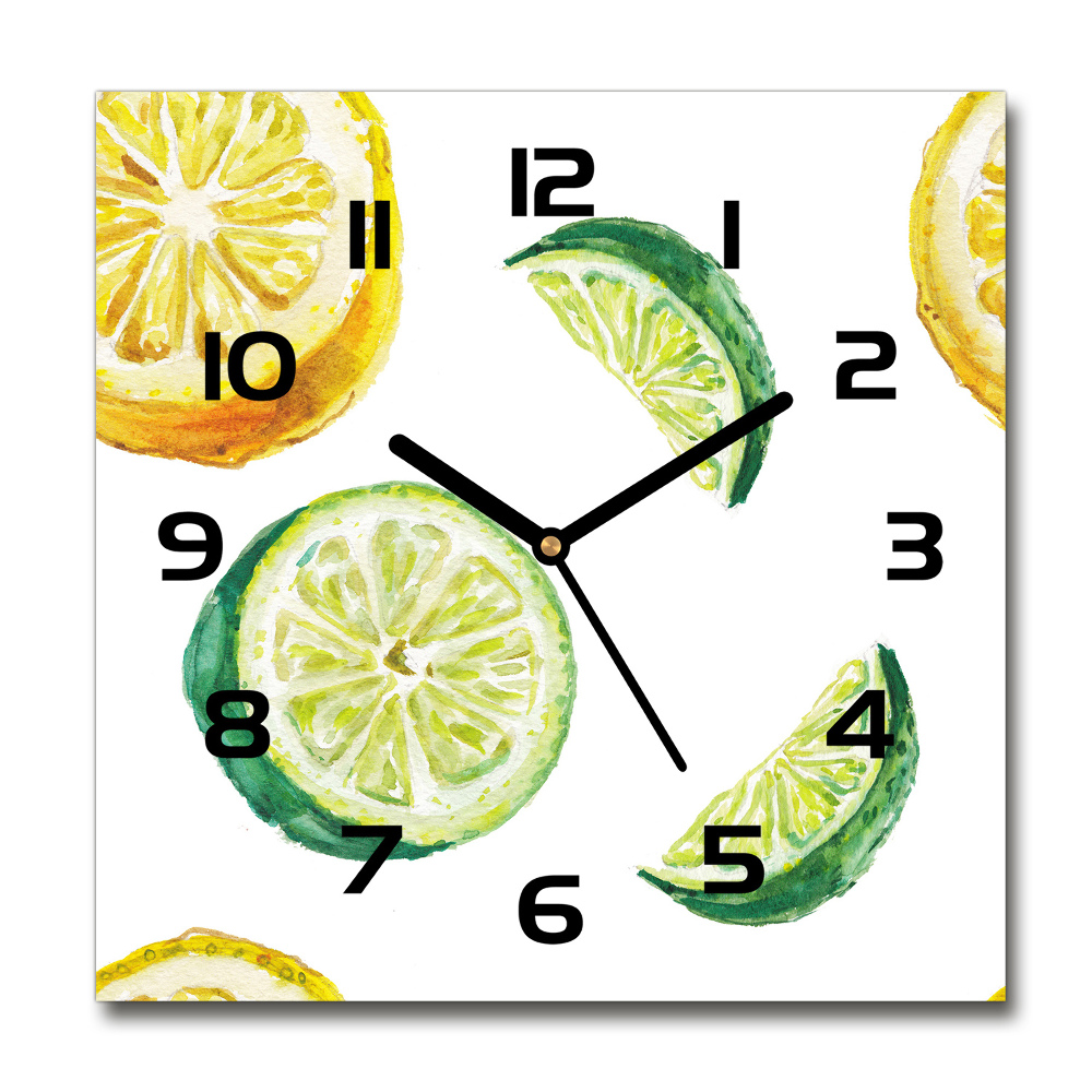 Square kitchen clock Lemon and lime