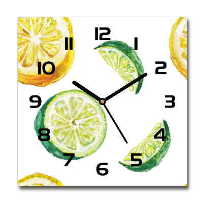 Square kitchen clock Lemon and lime