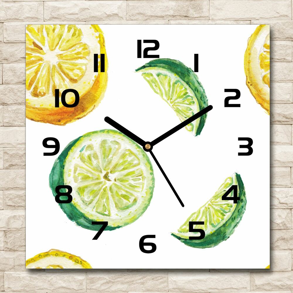 Square kitchen clock Lemon and lime