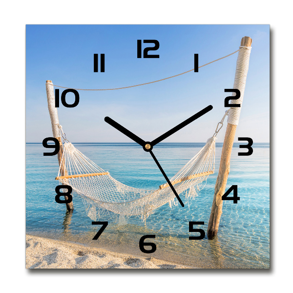 Square wall clock Hammock by the sea