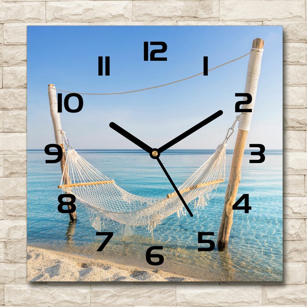 Square wall clock Hammock by the sea