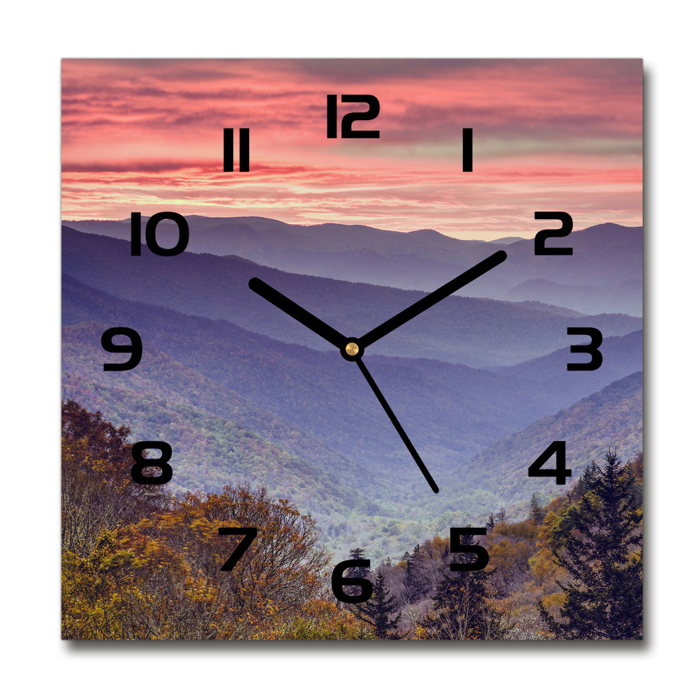 Square wall clock Sunset of the mountain