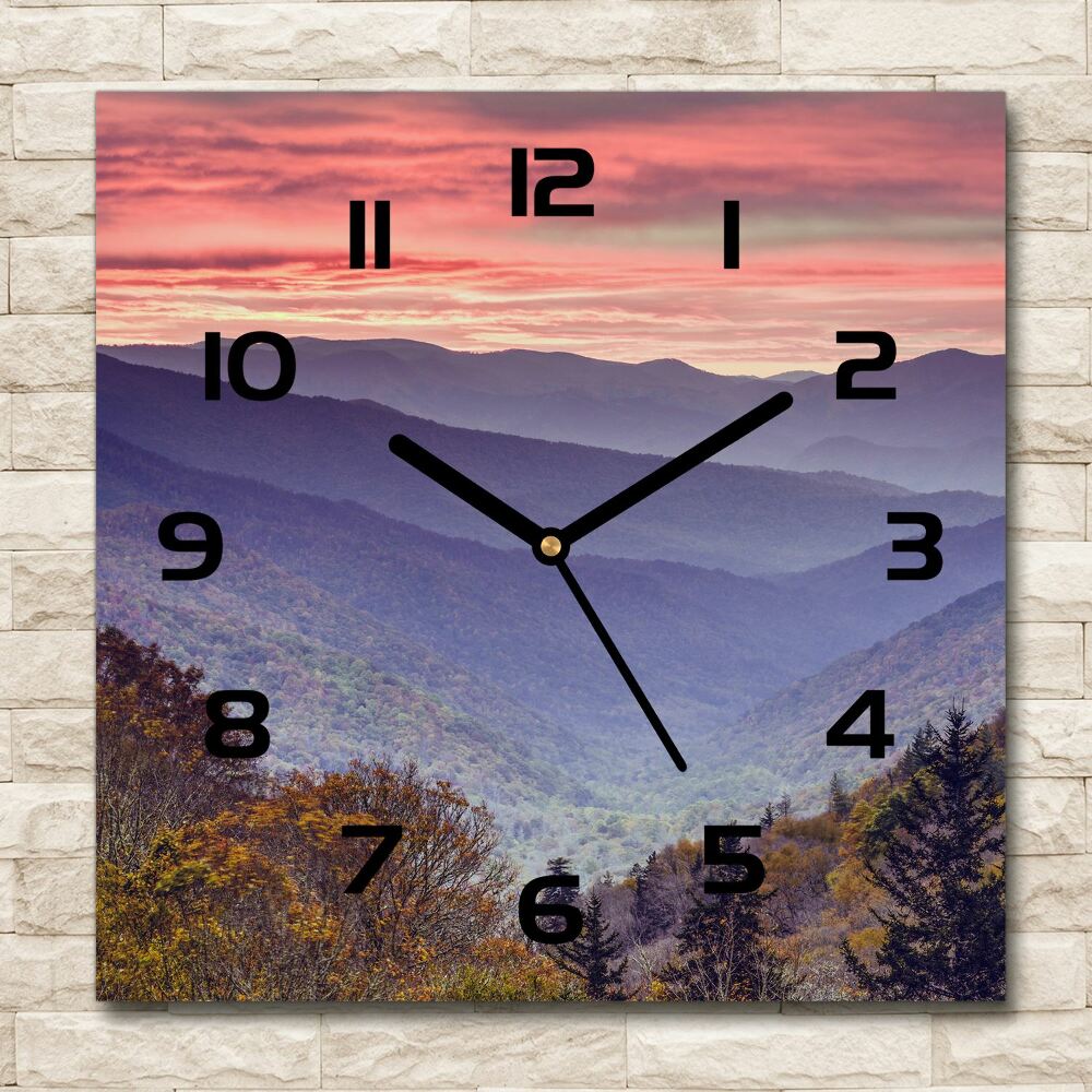 Square wall clock Sunset of the mountain