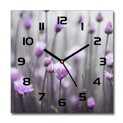 Square kitchen clock Chives flowers