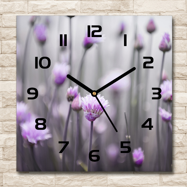 Square kitchen clock Chives flowers