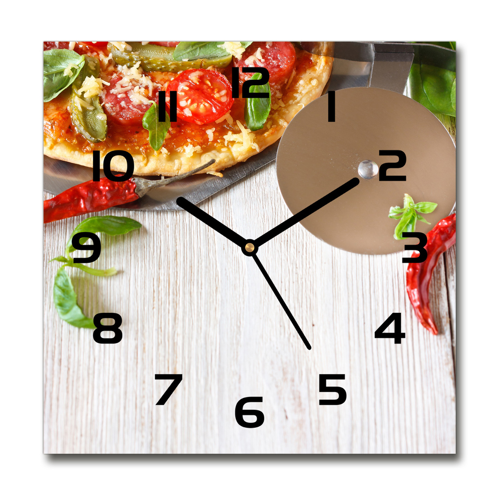 Square kitchen clock Pizza