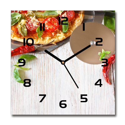 Square kitchen clock Pizza