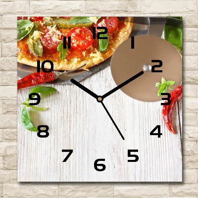 Square kitchen clock Pizza