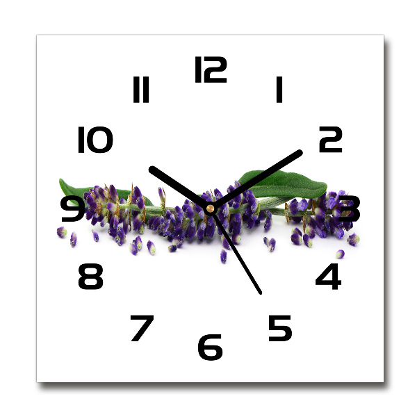 Square glass wall clock Lavender